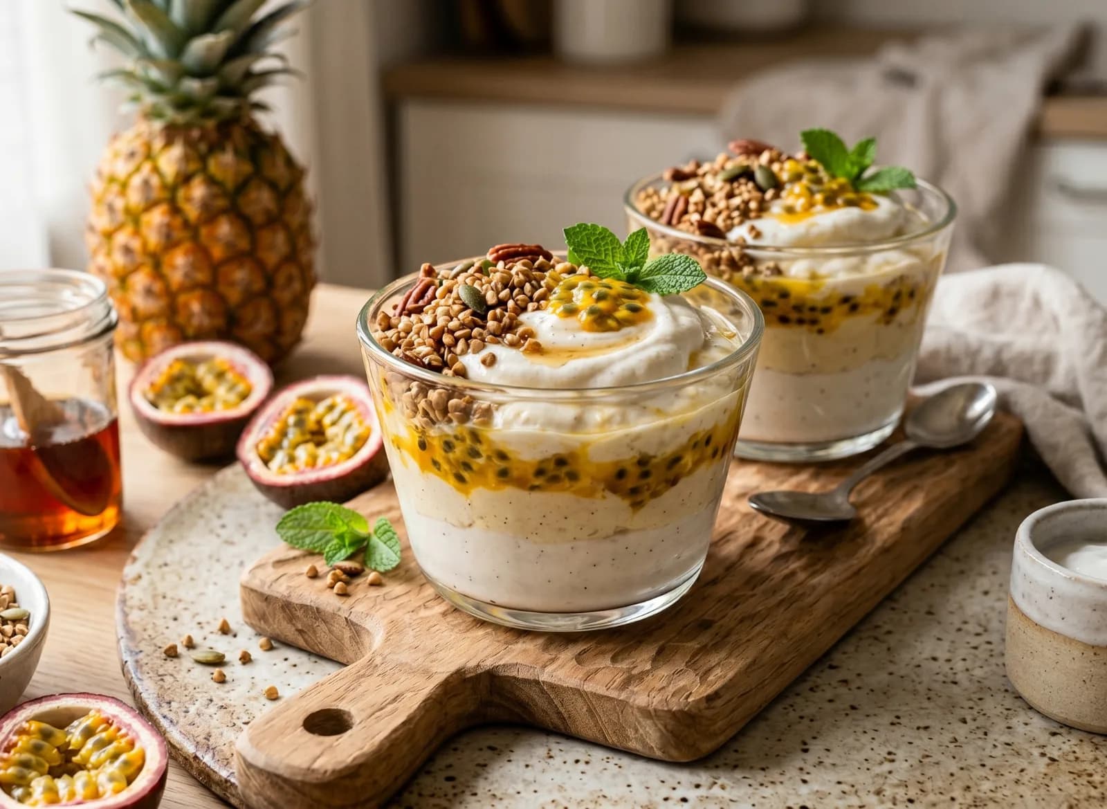 Parfait cru exotique ananas • passion • granola vivant
